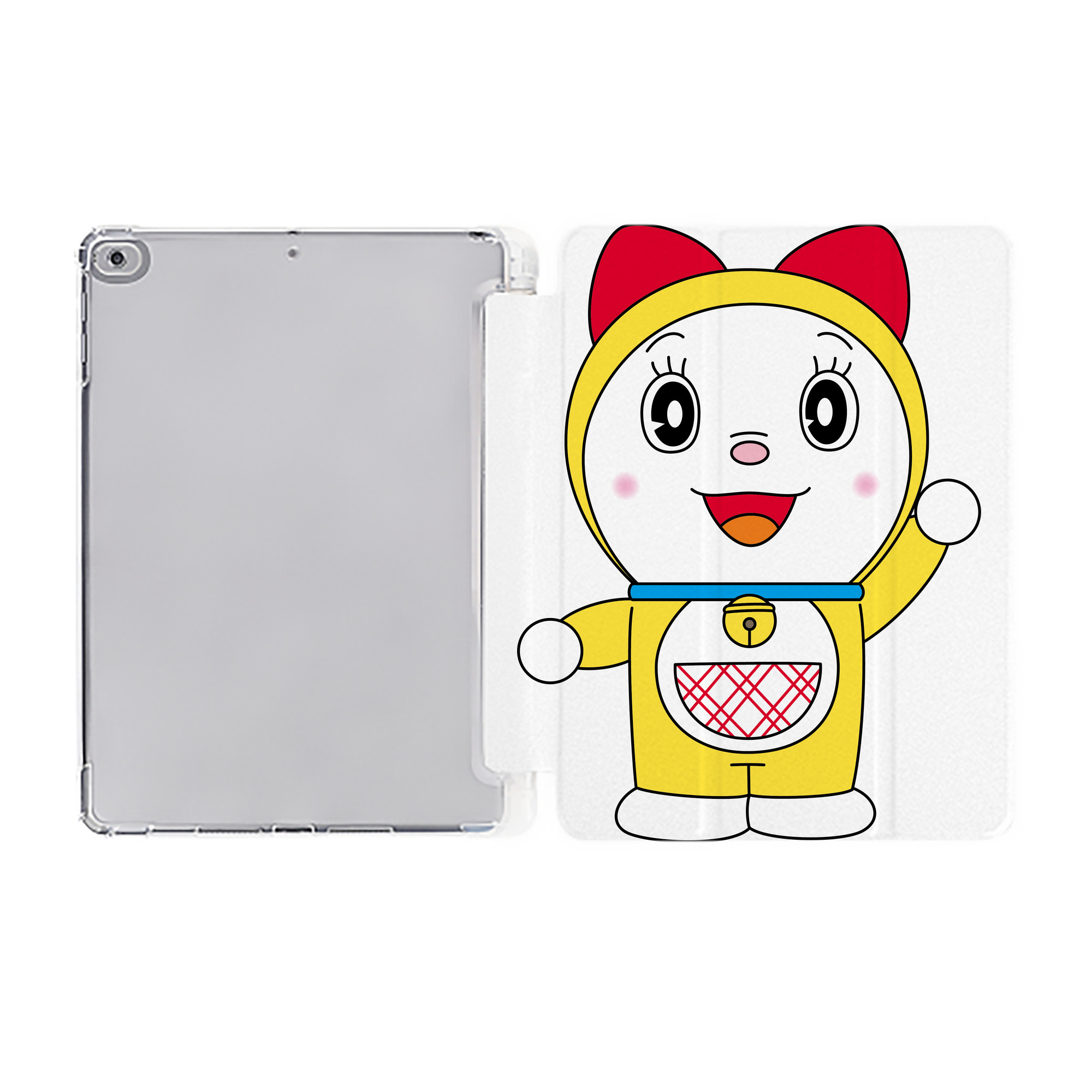 （画像用） ドラえもん ドラミ Doraemon Dorami IPad ケース ペン収納付き 三つ折りスタンド PUレザー×シリコン 対応機種9.5/10.5/10.9インチ